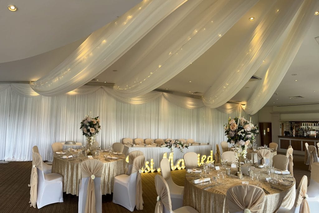 Wedding venue in dartford with neutral tones and decorations