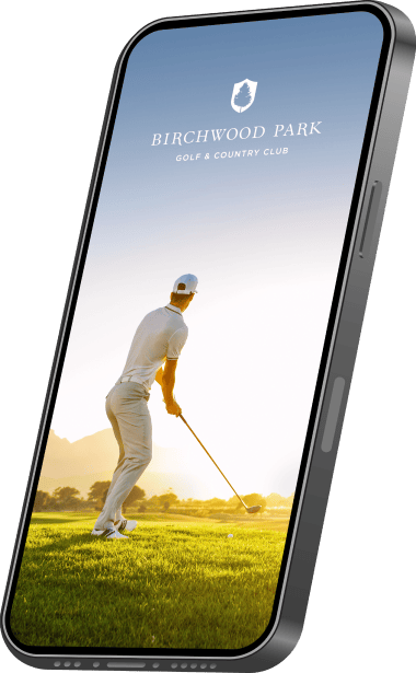 phone showcasing the birchwood park logo on mobile
