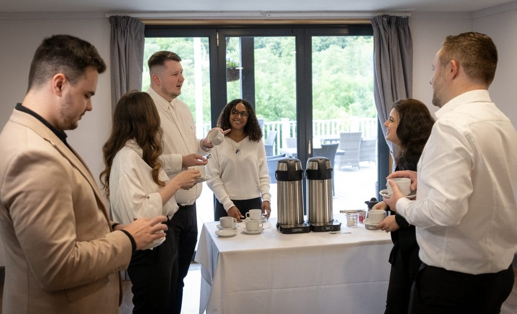 Group of meeting delegates at meeting venue in dartford