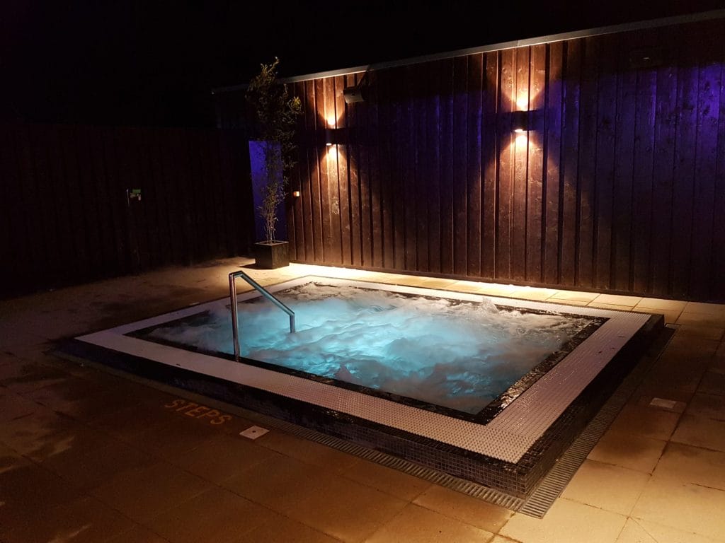 Outdoor hot tub at relaxation facilities in kent