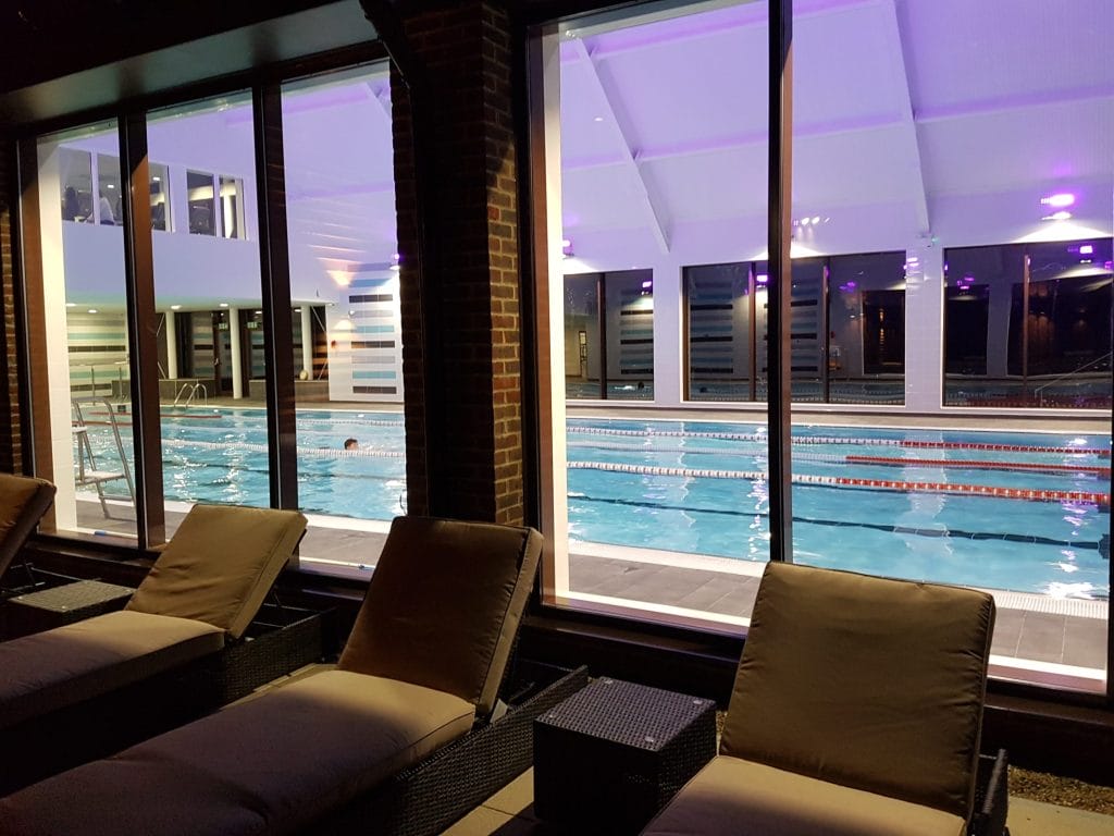 View over the pool from the relaxation facilities in Dartford