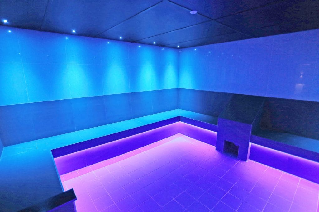 Steam room at relaxation facilities at spa in dartford