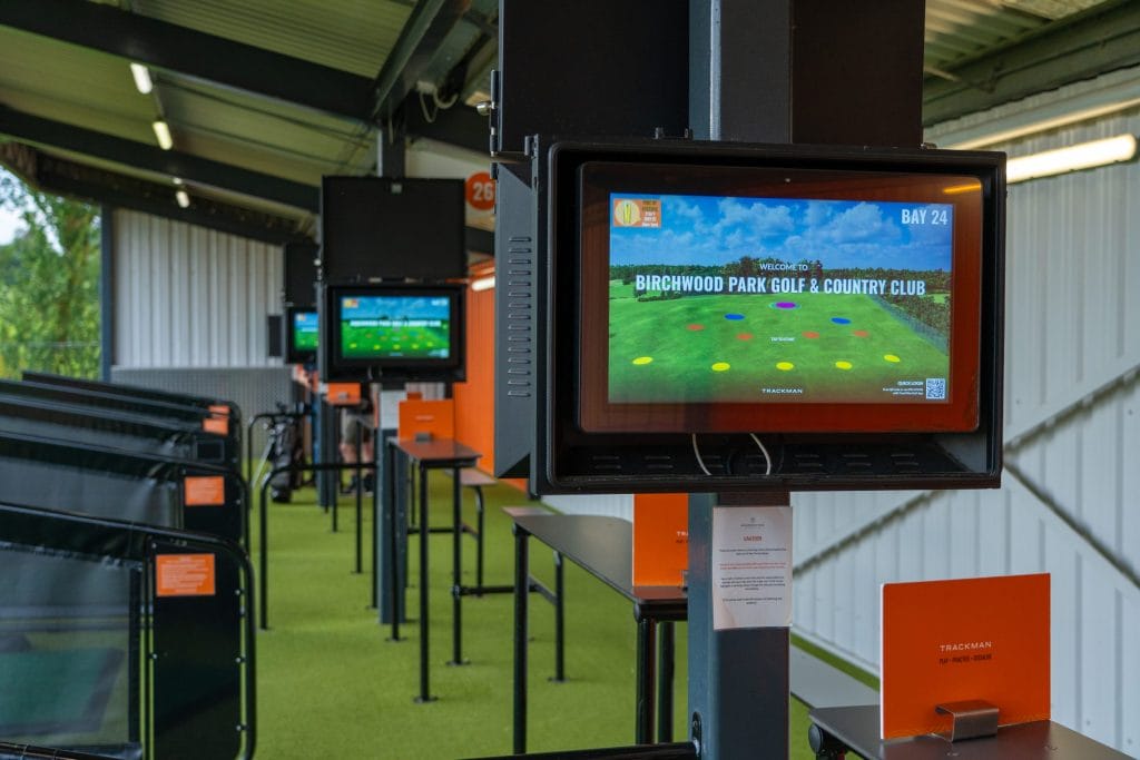 driving range in kent showing the trackman technology on the screen