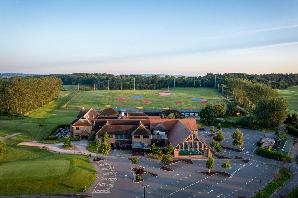 Aerial view of Birchwood Park in Kent showing gym and golf course