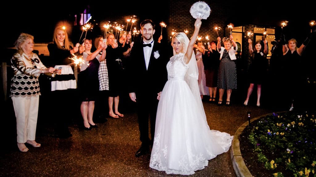 Man and woman celebrating their wedding in kent in the evening