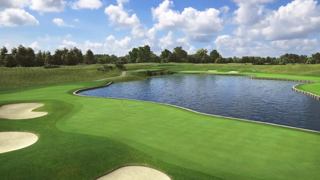 virtual golf course on driving range in dartford