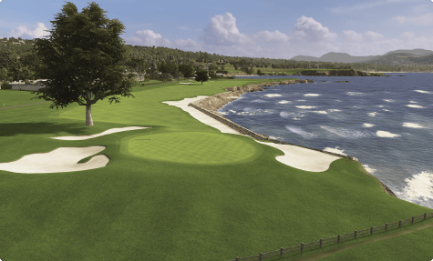 virtual golf course on driving range in dartford