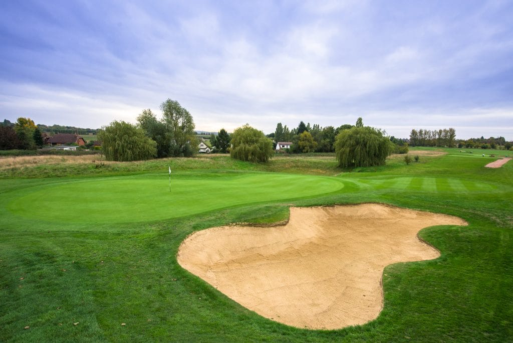Golf course with a shot of the bunker