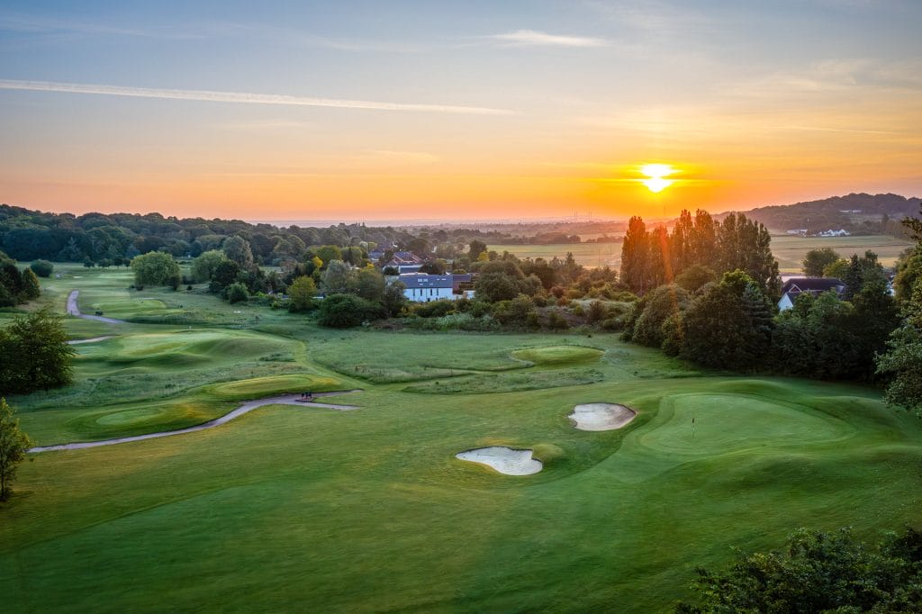 Golf course at sunset in kent